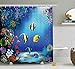 Ambesonne Underwater Shower Curtain, Tropical Undersea with Colorful Fishes Swimming in The Ocean Coral Reefs Artsy Image, Fabric Bathroom Decor Set with Hooks, 70 Inches, Blue