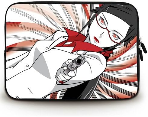 Anime Laptop Sleeve with Darker Than Black Kirihara Misaki Patterns Waterproof Canvas Fabric 11 11.6 Inch Laptop Bag Case Cover(Twin Sides)