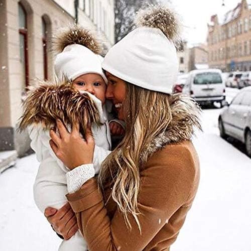 Baby Hat,Mother&Baby Hat Family Matching Cap Winter Warmer Autumn And Winter Girl Hats Hip-Hop Hat,By Covermaosn (White)