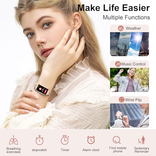 Reloj Inteligente Mujer, 1.47” HD Smartwatch con Marco de Aleación de Aluminio, Oxímetro Sueño Pulsometro, 100+ Modos Deportivos, Pulsómetro, IP68 Impermeable Smart Watches para iOS Android, 3 Correa