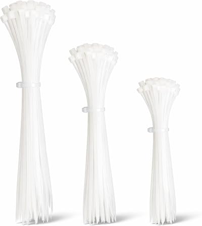 D.A.Y. Republic 100pc White Cable Ties Assorted 3 Sizes Self-Locking Zip Tie
