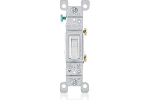 Leviton 15 Amp, 120 Volt, Toggle Framed Single-Pole AC Quiet Switch, Residential Grade, Grounding, 10-Pack, 1451-2WM, White