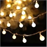 LUMAND [Remote & Timer] Battery Operated 6.56ft 20 LED Globe String Lights 8 Lighting Modes with Frosted White Ball Fairy Lights, Warm White
