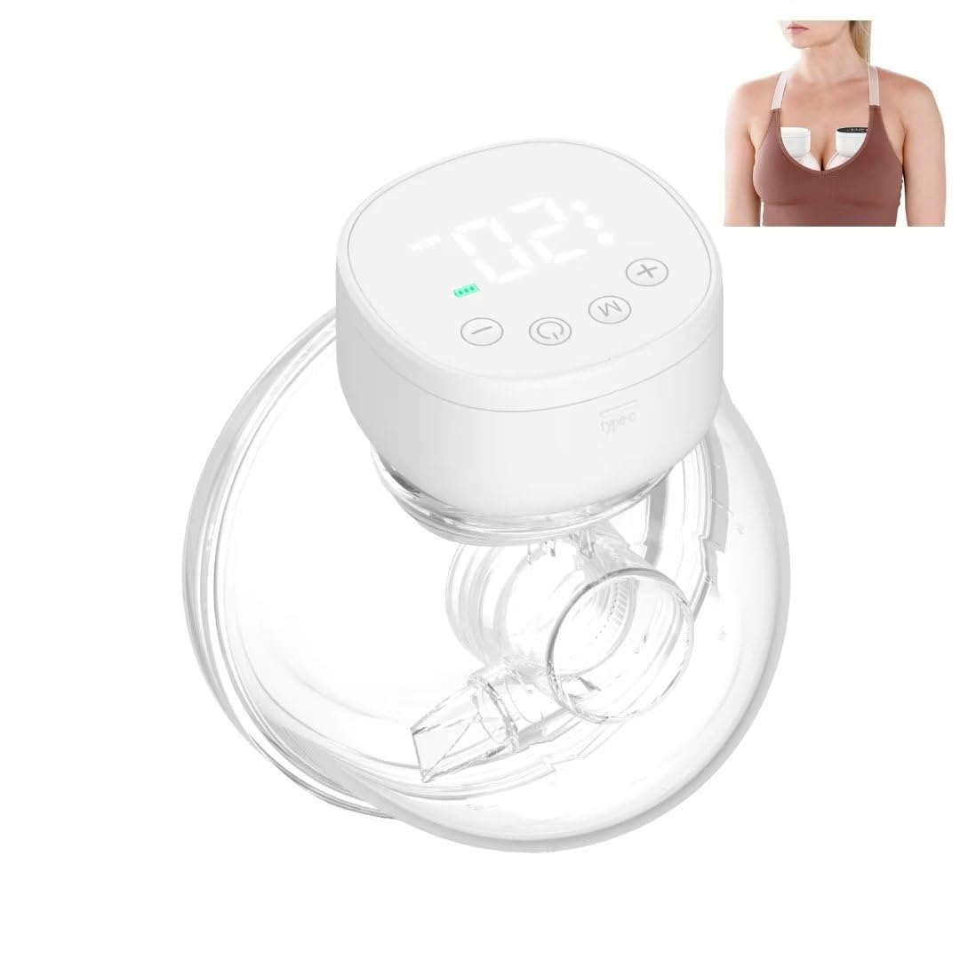 Wearable Breast Pump, Hands Free Electric Auto Breast Pump for Breastfeeding, with 3 Modes, 9 Levels, LED Display,Low Noise,Wireless, USB Rechargeable,Portable Milk Pump for Pregnant Women,Mother,1PCS