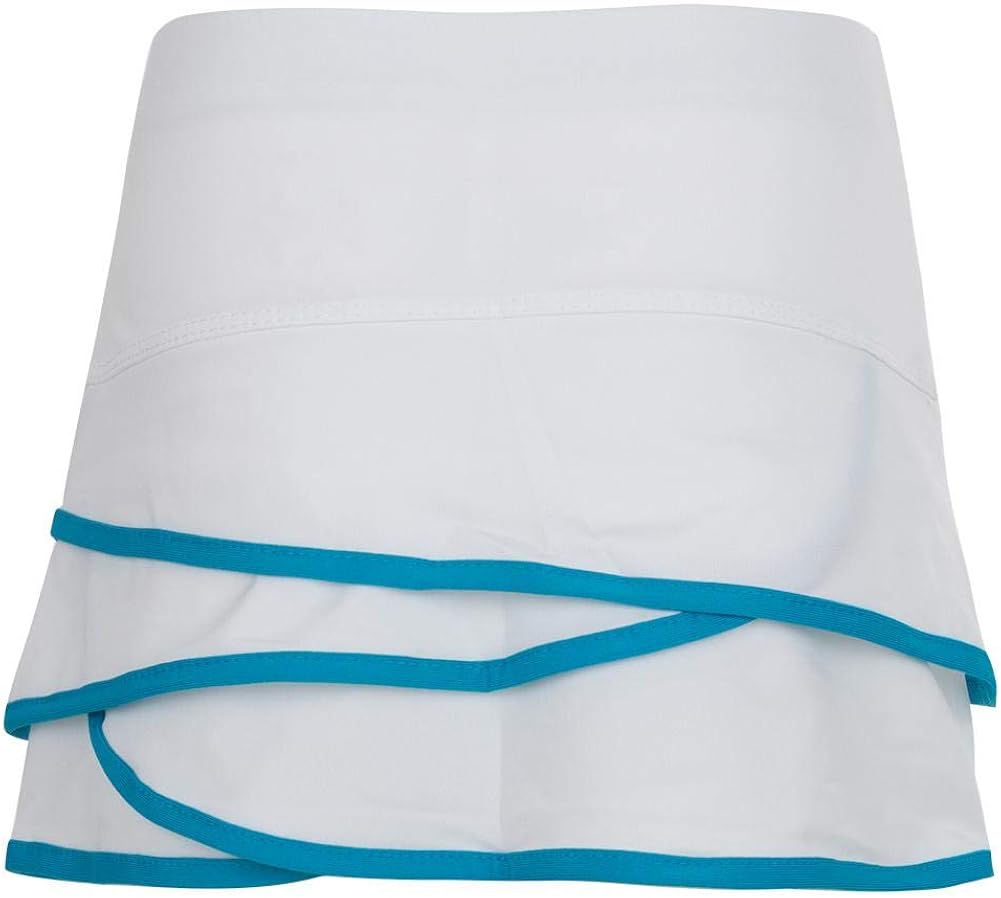 Lucky In Love Square are You Girls Scallop Skirt - White/Turquoise: Clothing