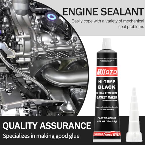 Miioto Engine Seal Paste, High Temperature Silicone, Black Silicone Seal | Automotive Engine Mechanical Seals, Heat Resistance Range -80°F to 650°F -85g (Black)