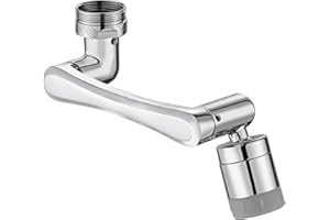 EXSSRACH 1440° Rotating Faucet Extender, Brass Multifunctional 1080°+ 360° Swivel Extension Robotic Arm Sink Aerator for Kitchen/Bathroom, 2 Water Outlet Modes, Silver