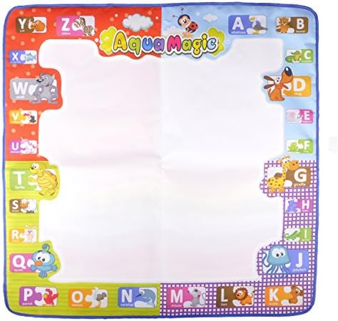 Tranhi Toys Large Water Doodle Mat Colorful 30.3 X 30.3 Inch Magic Water Drawing Mat Pad with 2 Water Pens and 8 Molds, Kids Educational Travel Toy Gift for Boys Girls Toddlers (Red, Large)