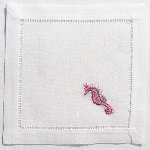 Henry Handwork Seahorse Pastel Cocktail Napkin, Set of 8