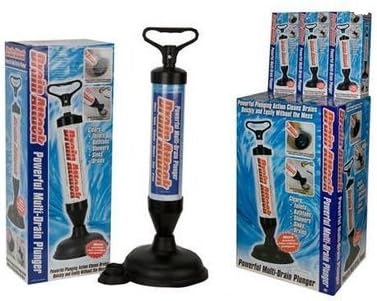 DRAIN BUSTER POWERFUL PLUNGER TOILET SINK CLOG SUCKER REMOVER BATH TUBS SHOWERS, Black