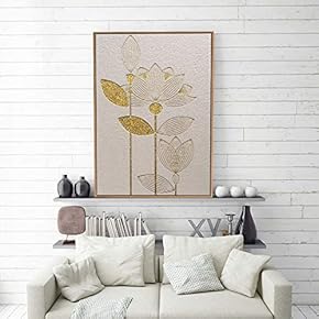 Framed Canvas Home Artwork Decoration Golden Abstract Style Canvas Wall Art for Living Room, Bedroom - 16x24 inches