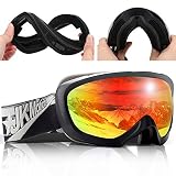 JK MOTION Ski Goggles Men Youth Boys Women and Girls Anti Fog Snowboard Goggles UV400 ATV Snow Skiing Ski Glasses OTG Over-The-Glasses Interchangeable Lens Flexible Soft TPU Frame Helmet Compatible