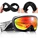 JK MOTION Ski Goggles Men Youth Boys Women and Girls Anti Fog Snowboard Goggles UV400 ATV Snow Skiing Ski Glasses OTG Over-The-Glasses Interchangeable Lens Flexible Soft TPU Frame Helmet Compatible primary
