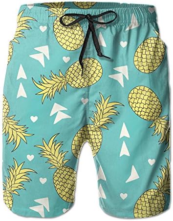 Summer Fruit Seamless Pineapple Pattern Elastic Waist Men Boardshorts Quickly Drying Swim Trunks Board Shorts With Pocket M