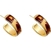 ZCYZXJY Leopard Lightweight Chunky Open Hoop Earrings for Women Dainty Trendy Gold-tone Round Earrings Geometric Irregular Leopard Print Unique Personality Hoops Fashion Jewlery for Her Party