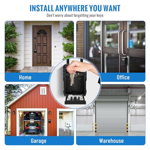 NEWIROVE Key Safe Large Key Box with Hook Waterproof Key Safe Box for Home, School, House for Rent, Black