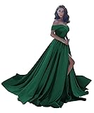 Off Shoulder Satin Prom Dresses Ball Gown Plus Size