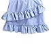ELINKMALL Women Vintage Blue Bow Floral Embroidery Ruffle Mini Skirt