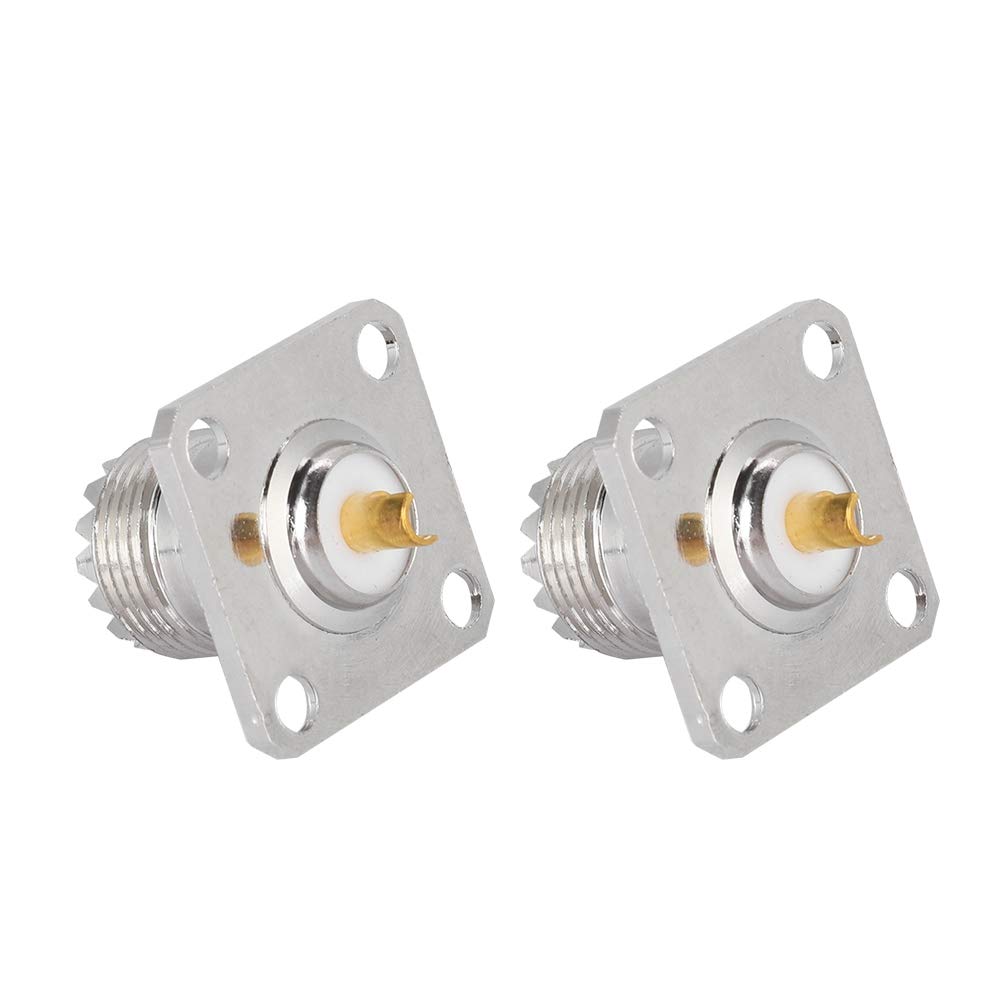 Bewinner 2 pcs UHF Female SO239 4 Hole Socket Panel Adapter Coaxial RF RF Coaxial Connector for Antennas, Wireless LAN Devices, Coaxial Cables,Corrosion Resistance