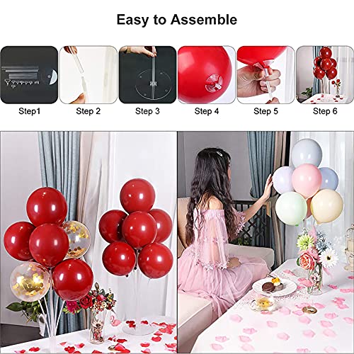Tee Vee 6 Sets 28inch Balloon Stand Holders Kit Table Desktop Balloon Column Stand with 5m Balloon Tape Strip & Balloon Tie Tool for Birthday Wedding Party Festival Event Decorations