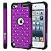 iPod Touch 5 / iPod Touch 6, Touch 5 / Touch 6 Case, Style4U Studded Rhinestone Crystal Bling Hybrid Armor Case Cover for Apple iPod Touch 5 / iPod Touch 6 with 1 Stylus [Purple/Black]