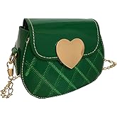 RONGTENG Little Girl Saddle Bags Patent Leather Shoulder Crossbody bag Purse Handbags (Green)