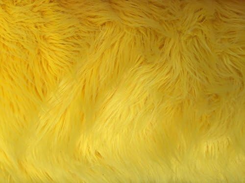 Yellow Luxury Long Pile Faux Shag Fur Fabric - Sold By The Yard - 60"