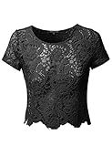 MBE Women's Crochet Lace Crop & Sleeveless Top
