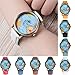HuntGold Men Fashion Mini World Map Round Dial Plane Electronic Wristwatch Denim Leather Band Watch