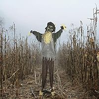 Haunted Hill Farm Life-Size Animatronic Scarecrow, Indoor/Outdoor, Laughing, Poseable, Battery-Operated, HHSCR-2FLSA Halloween Decoration, Color 2 Haunted Hill Farm Life-Size Animatronic Scarecrow, Indoor/Outdoor, Laughing, Poseable, Battery-Operated, HHSCR-2FLSA Halloween Decoration, Color 2