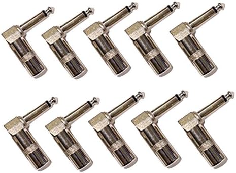 Pack of (10) 1/4" 1/4 Inch 6.3mm 6.3 Mm Right Angle 90 Degree Mono Male Jack Plug Connector