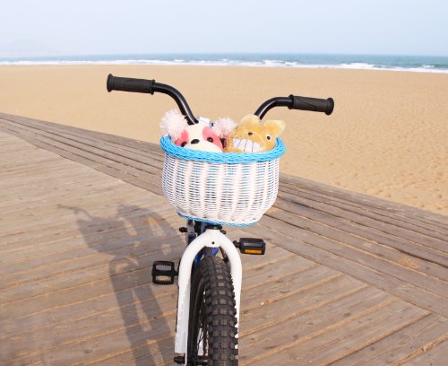 Colorbasket Kid's Front Handlebar Bike Basket - White with Blue Trim