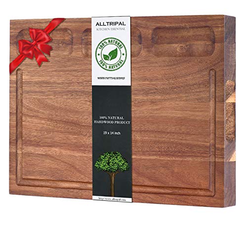 Large Reversible Organic Acacia Wood Cutting Board Multipurpose Thick