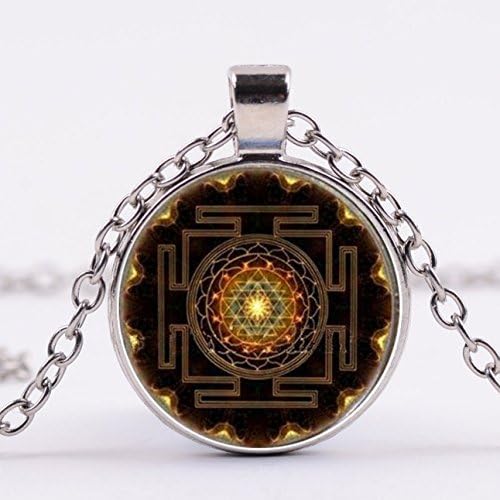 Sri yantra Sacred geometry jewelry necklace for men, Sri yantra necklace