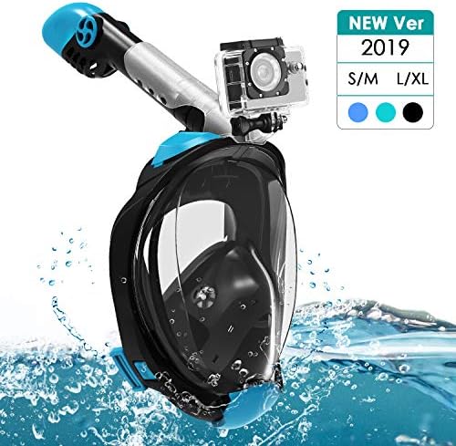 Splend Snorkel Mask, Full Face Snorkeling Mask Easy Breathing Foldable Snorkeling Face Mask with 180° Panoramic View for Adults Kids, Anti-Fog Anti-Leak Diving Mask with Detachable Sports Camera Mount