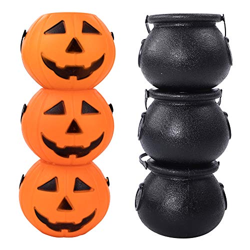 SHAN RUI 24Pack Mini Halloween Trick or Treat Buckets Candy Buckets with Handle for Halloween Party Favors