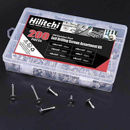 250-Piece #8 Self-Drilling Screw Assortment - Hex Washer Head, 410 Stainless Steel, 1/2", 3/4", 1" Lengths - View #8