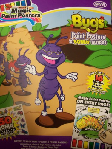 Savvi Magic Paint Posters with over 50 Bonus Tattoos ~ Bugs (8.5" x 11")