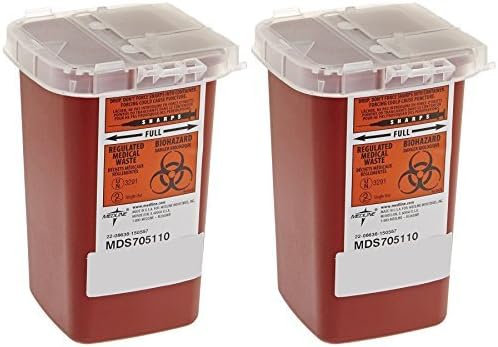Sharps Container Biohazard Needle Disposal - 1 Quart - Pack of 2 by Superior Tattoo Equipment