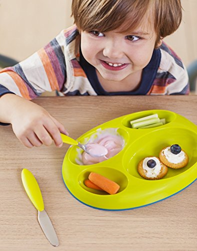 Boon Platter Edgeless Nonskid Divided Plate, Purple/Blue/pink