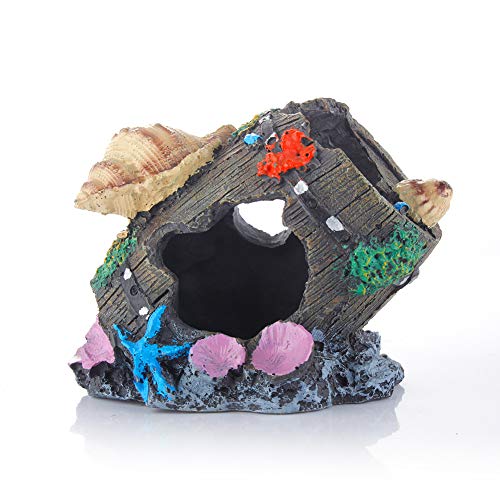 Molliy Fish Aquarium Decorations Resin Broken Barrel Cave Aquarium Ornament Decor - Thumbnail 6