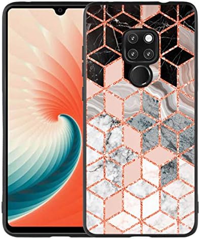 Marble Case for Huawei Mate 20 X Cases Marble,Jolook 360 Full Body Slim TPU Protection Black Case with Marble Design for Huawei Mate 20 X - Pink Marble Case