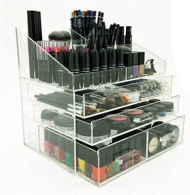 OnDisplay 4 Tier LA Acrylic Cosmetic/Makeup Organizer, Clear