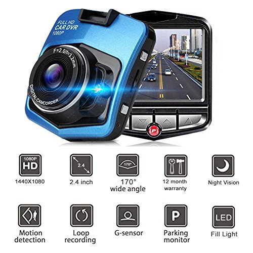 THINK SOGOOD 2.4" LCD HD 1080P Car DVR, 170° Wide Angle Lens Vehicle Video Camera with Loop Recording, Motion Detection, G-Sensor and Parking Monitor(Free 8G Micro SD Card) - Thumbnail 2