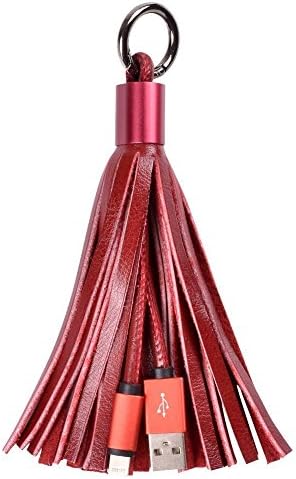 Yeam USB Leather Tassel Keychain Cable 2.4A Portable Micro USB Lighting Charge Sync Cable For iPhone 6S 6 5S 5C 5 SE iPad Air iPod(Red Black Beige)