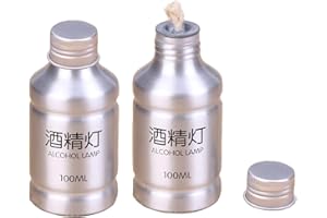 SKYPRO 2 Packs Portable Alcohol Burner Lamp Case 100ml Aluminum Alloy Stoves Alcohol Lamp for Outdoor Hiking Picnic Lab Equipment - Silver