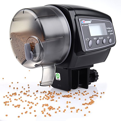 Petacc Automatic Fish Feeder Auto Aquarium Feeder Fish Food Dispenser with Electric Thermometer, Suitable for Aquarium, Fish Tank, Turtle Bowl and Reptile Tank