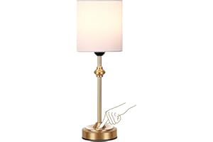 BRIGHTWE Lamp Battery Operated Cordless Table Lamp Touch Control Battery Rechargeable Lamp w/ 4000mAh Battery Powered Lamps Touch Control Dimmable Wireless Desk Lamp for Patio Restaurant White&Brass Gold