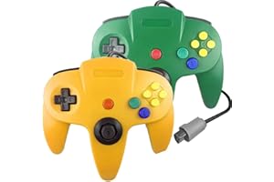 Tevodo N64 Controller, Upgraded Joystick Classic Wired Controller Compatible with N64 Console(Yellow and Green)