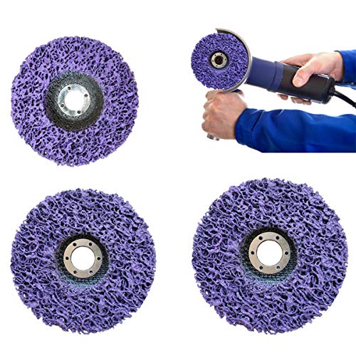 3 Pack 4" 4.5" and 5" Purple Extra Coarse Paint and Rust Stripper Brush, Quick Change Strip & Clean Discs for Metal Wood Fiberglass - Work with Angle Grinders